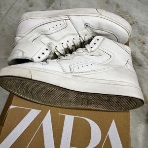 ZARA HIGH TOP LEATHER SNEAKERS UK 7 (41)