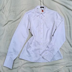 Y2k  Fitted White Striped Shirt