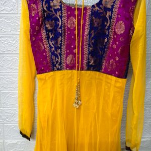 "Radiant Yellow & Purple Anarkali