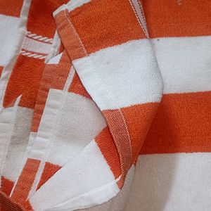 BRAND NEW ORANGE With White STRIPE BATH TOWEL