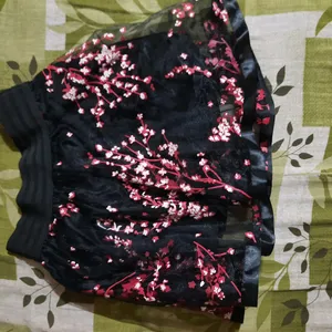 Black Floral Print Skirt