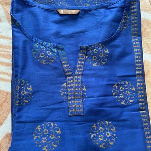 Chanderi Cotton Blue Kurta