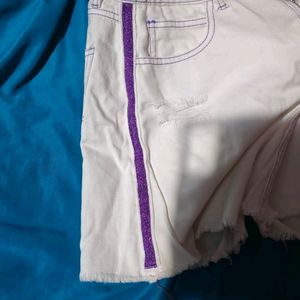 White Denim Short