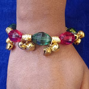 Cristal With Ghughri (Green & Maroon)