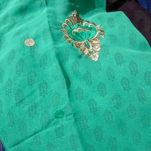 Green Lace And Bootas Saree