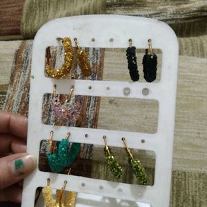 6 Pair  Glitter Earrings