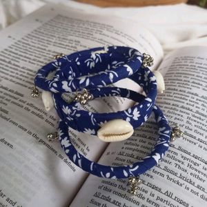 Indigo Fabric Ghungroo Bangles Set ✨