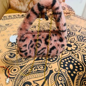 Cute Leopard Print Purse With Long Chain