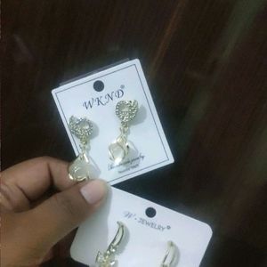 Two Pair Korean Gold Plated Earrings