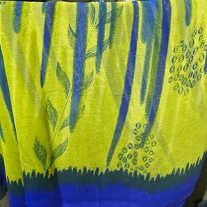 Green And Blue Multicolour Saree