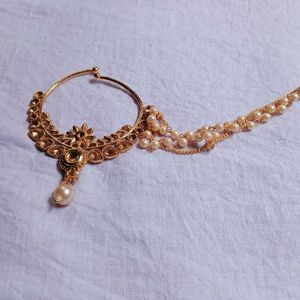 Lalso Jewellery Pearl Chain Nosepin