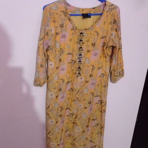 Yellow Floral Print Kurti