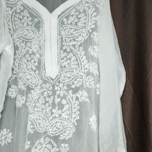 White Chicken Kurti Without Inner