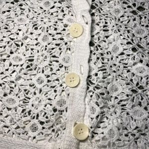 Korean White Crochet Tops