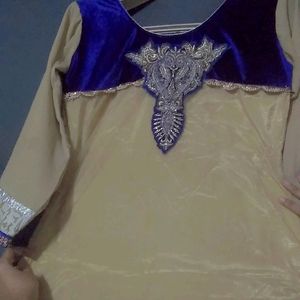 Navy Blue And Golden Ethnic Kurta