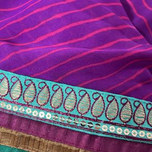 Chiffon Saree With Embroidery Border