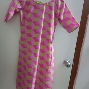 A pink Coloured stitched Kurti