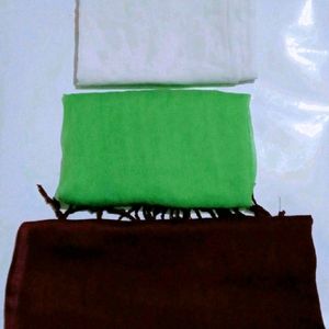 1 Winter Stole,2 Pure Cotton White & Green Dupatta