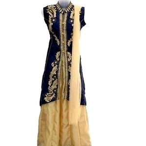 Blue Embroidered Mastani Dress