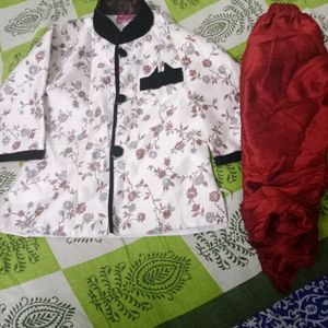 Off White And Maroon Colour Sherwani