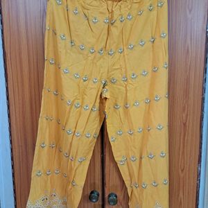 Gold Yellow Palazzo Regular Fit Pants