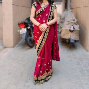 Heavy Wedding Saree With Blouse