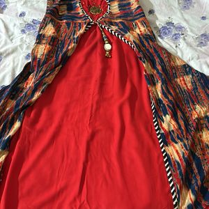 Blue And Red Coloured Beautiful Gown