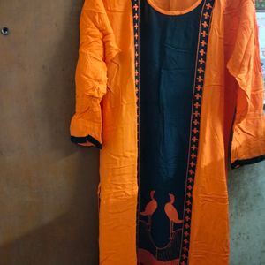 Orange Black Kurta.