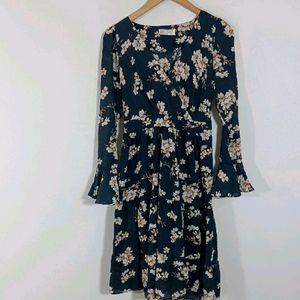 Black Printed Dress 🌷🛍️