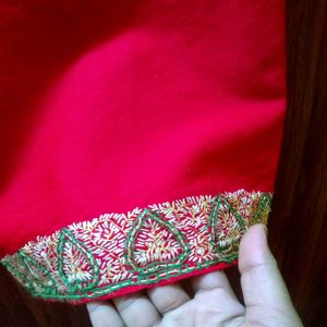 Embroidery Woolen Kashmiri Shawl(red)