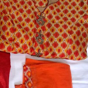 Orange Work Kurta