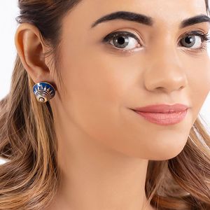 Kalbelia Blue Enamel Stud Earrings