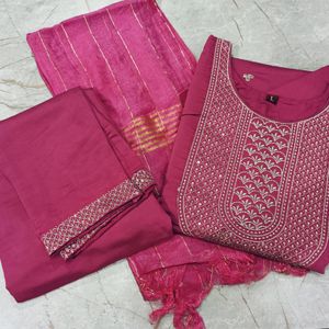 Roman Silk Dupatta Pant Set 💖 With Thread Work