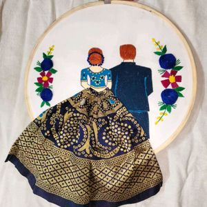 Couple Embroidery Wooden Hoop