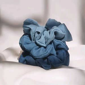 Denim Scrunchies Set Of 3