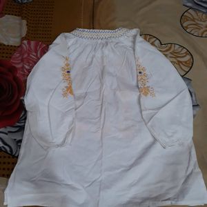 Unused Embroidered Short Top In White Colour