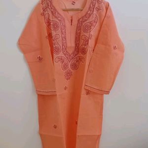 Cotton Kurta With Hand Embroidery