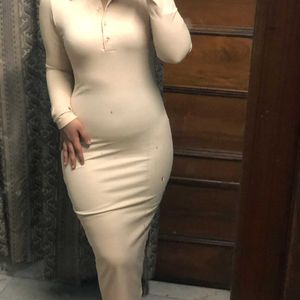 SSS Beige Bodycon Long Dress