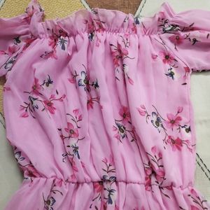 Pink Flower Print Frock