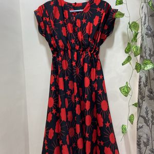 Summer Print Red And Black Dress