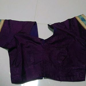 Purple Gold Border Stiched Blouse