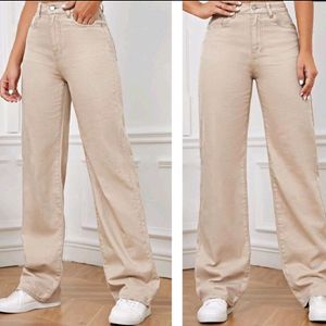 Beige wide leg jeans