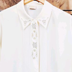 Cream Colour Designer Shirt Size-48