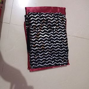 Maroon & Black Sequenced Satin Saree