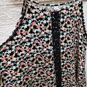 Black Mini Floral Crop Top - For Medium to Large