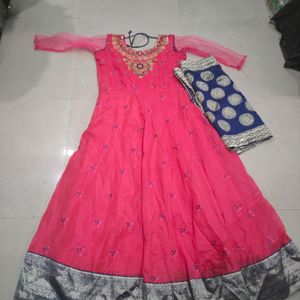 Very pretty Pink gown with silk dupatta