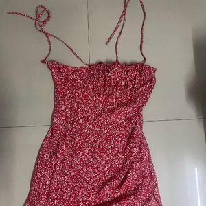 red floral dress