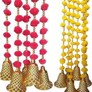 💥Diwali Offer💥Set of 10 Pompom Bell Wall Hanging