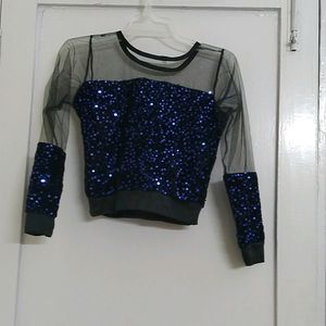 Hot Net And Velvet Sequin blouse /Party top