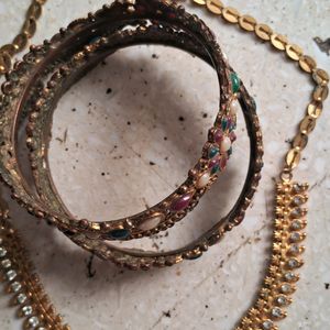 Combo Of Necklace Bangles N Kadas